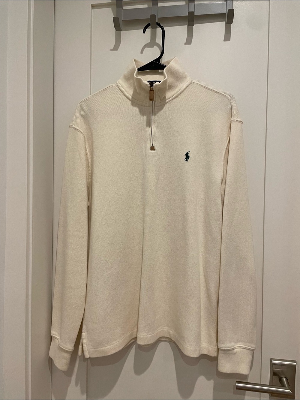 Polo by Ralph Lauren Cream Half-Zip Sweater with Navy Pony